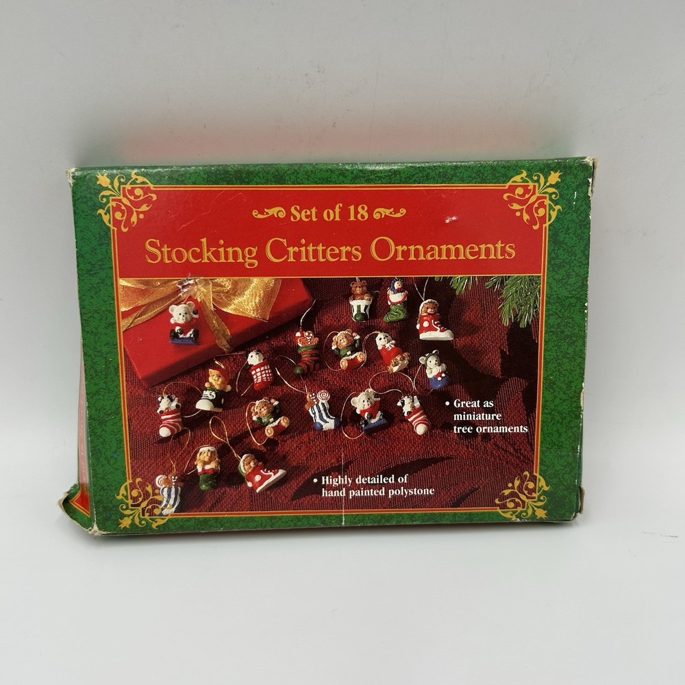 Set of 18 Stocking Critter Mini Christmas Ornaments‎